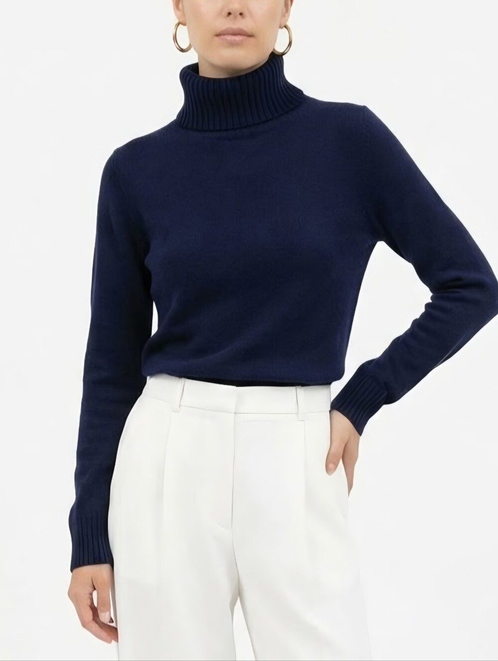Charter Club 100% Cashmere Navy Blue Turtleneck women sweather minimalist